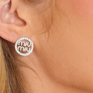 Miu Logo Stud Earrings